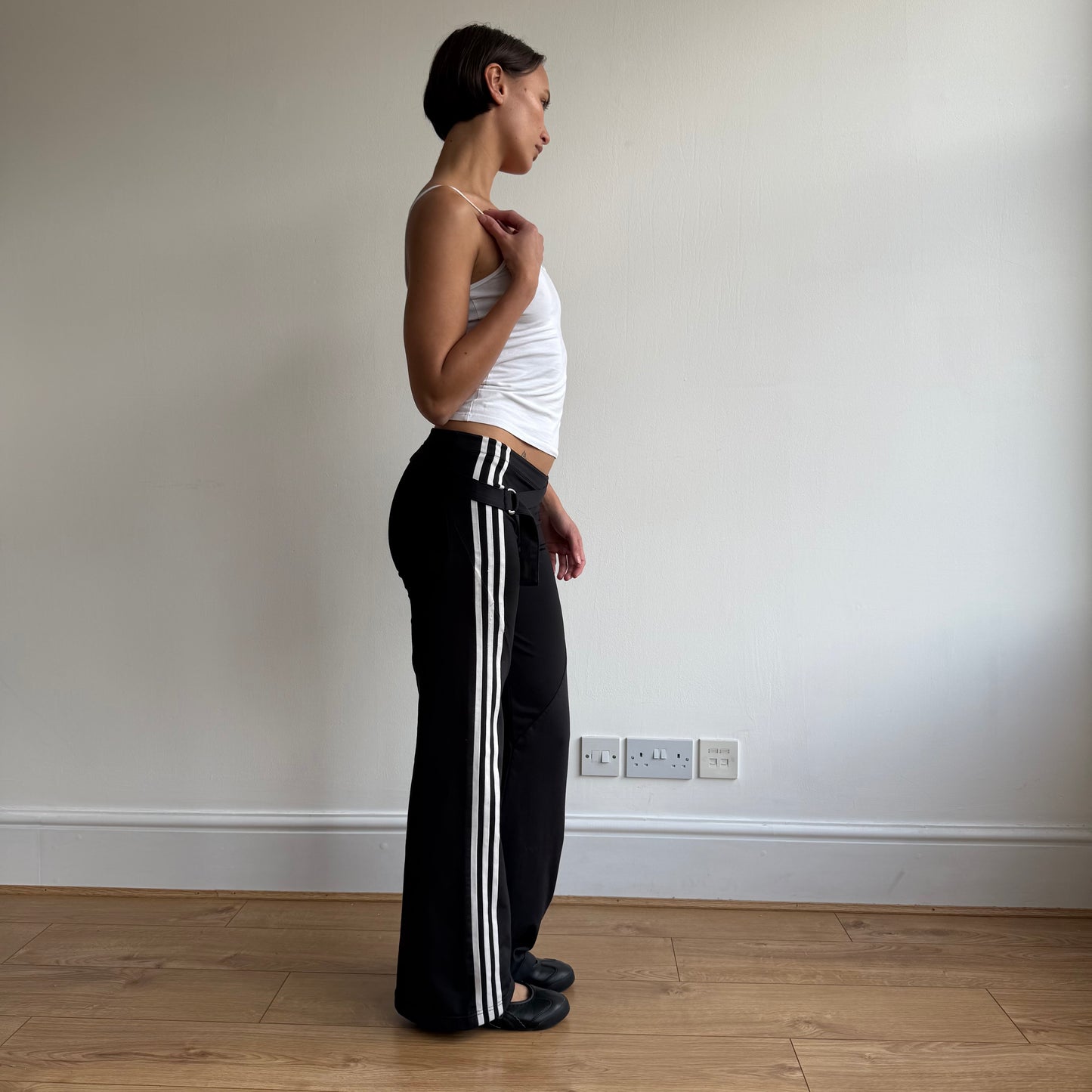 Black Adidas stripe flared yoga pants - Size S