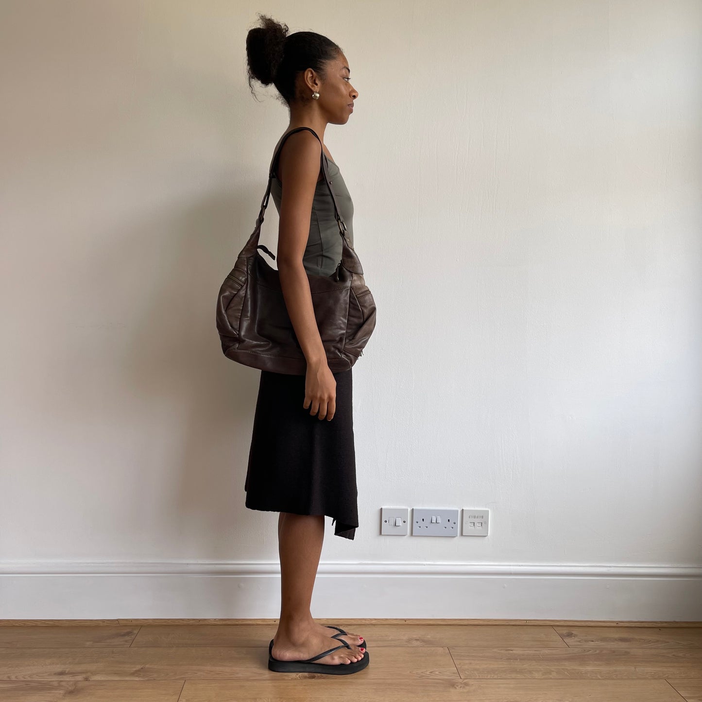 Brown wool o-ring skirt - Size S