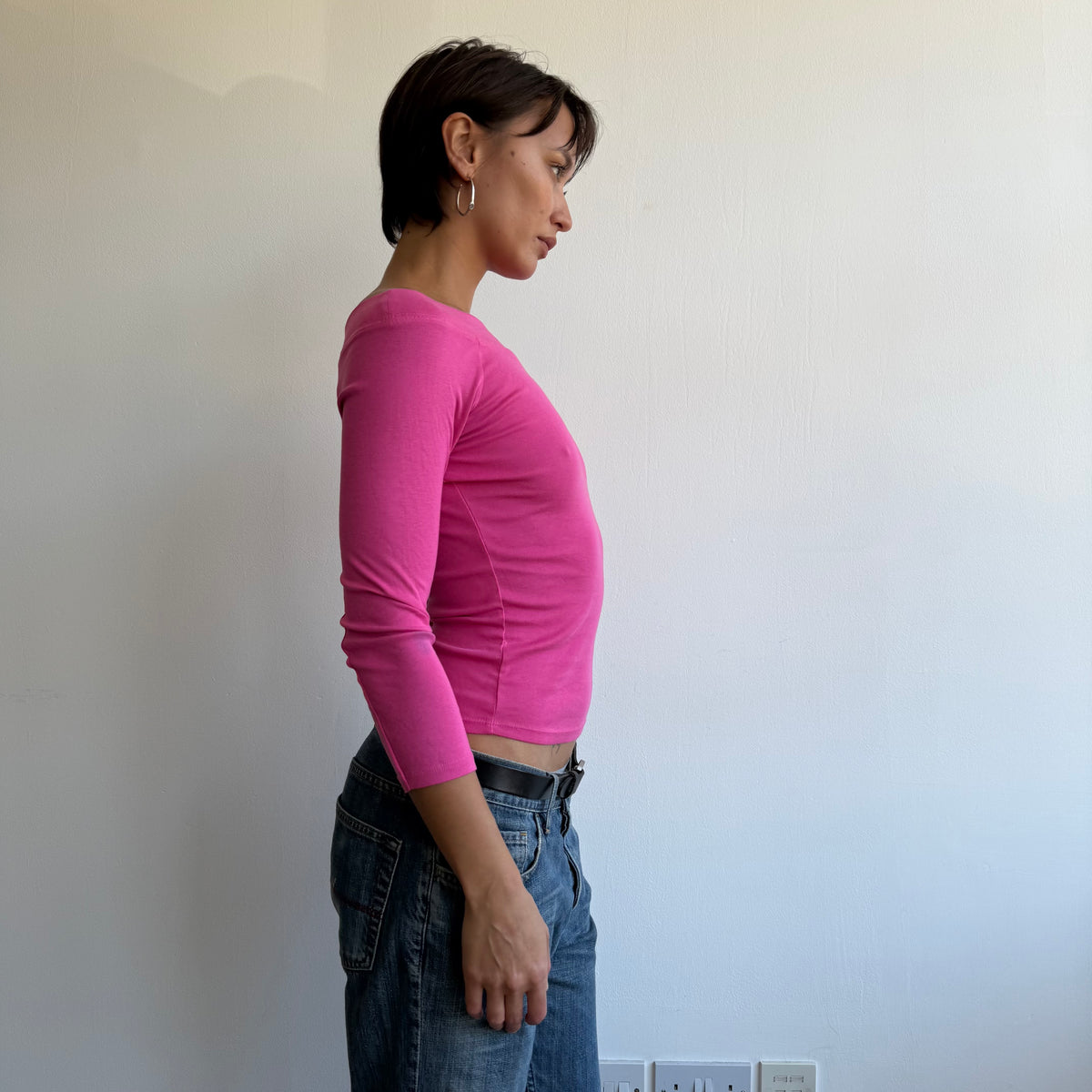 Pink 3/4 sleeve top - Size S