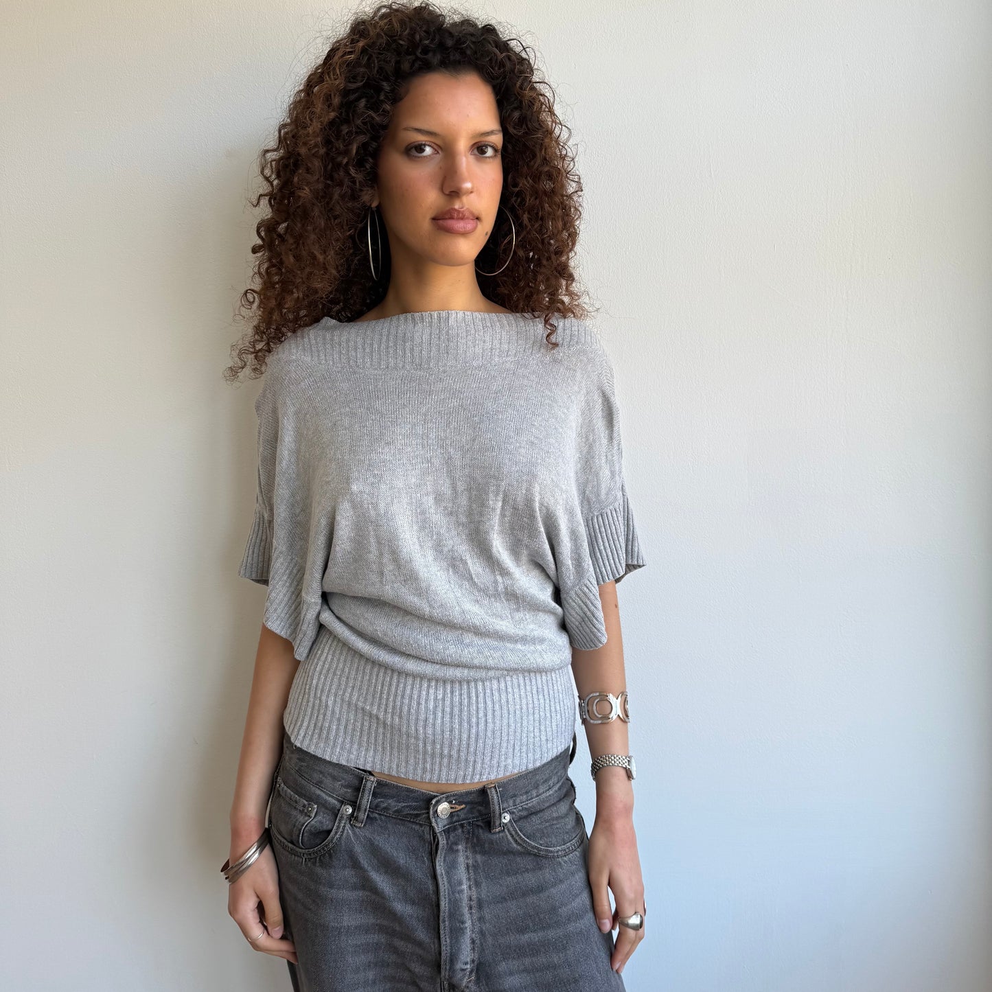Light grey slouchy knit jumper - Size S/M