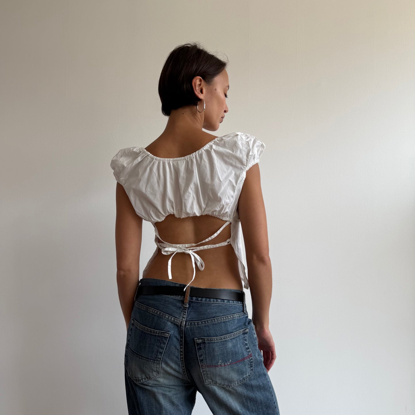 White backless milkmaid top - Size S/M