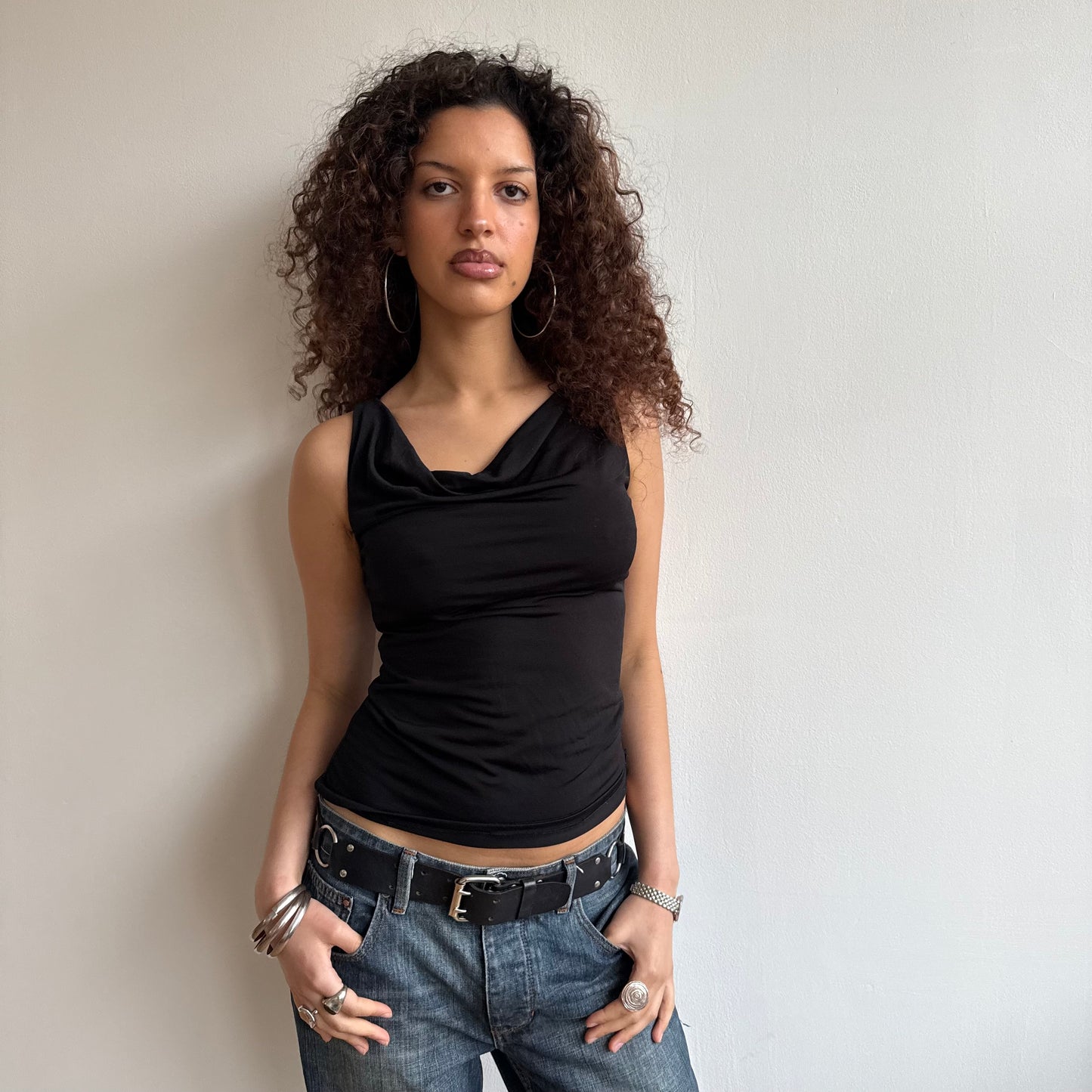 Black slouchy cowl neck - Size S