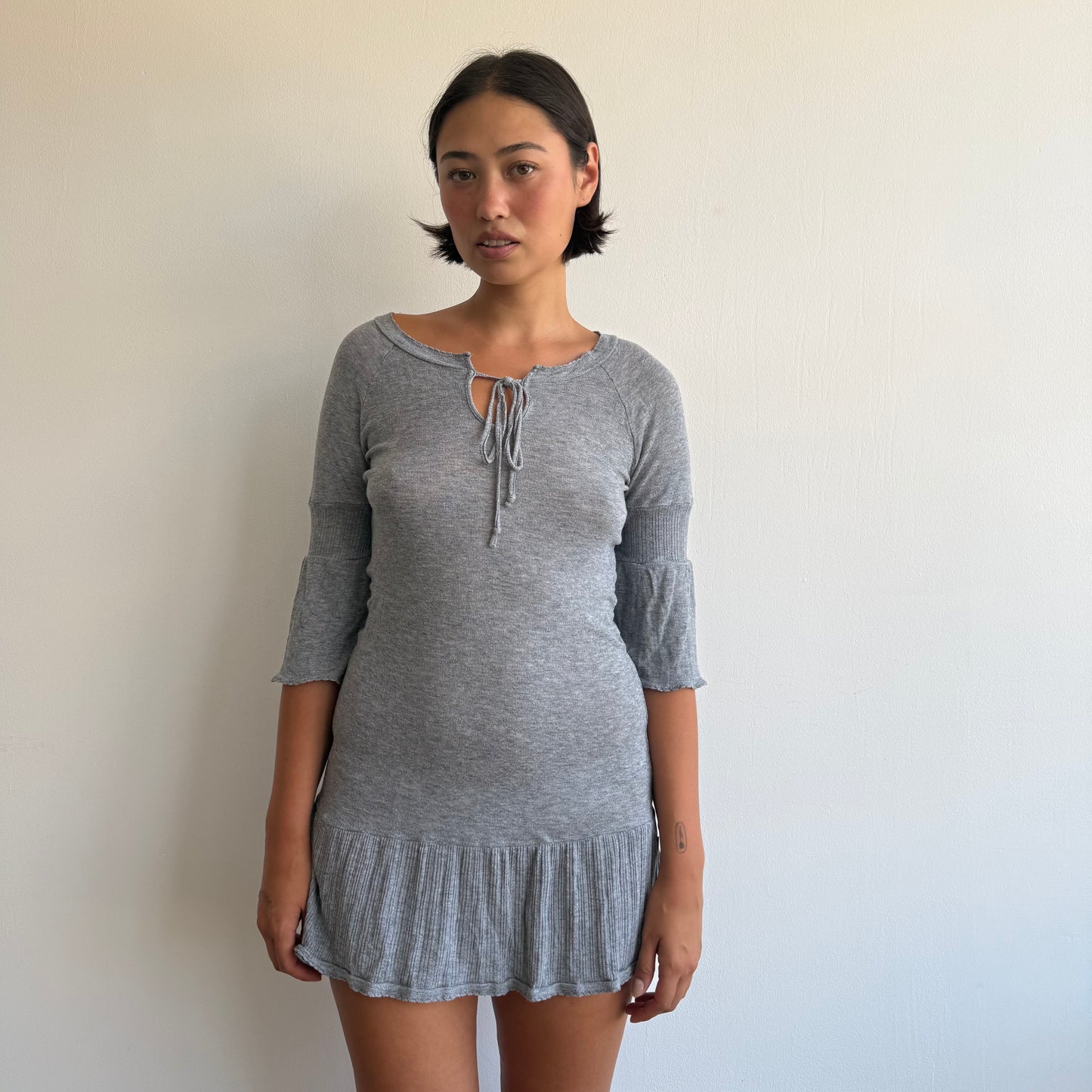 Grey knit 3/4 sleeve dress - Size S
