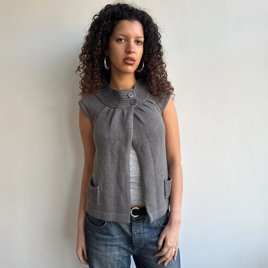 Grey pocket open front cardi - Size S