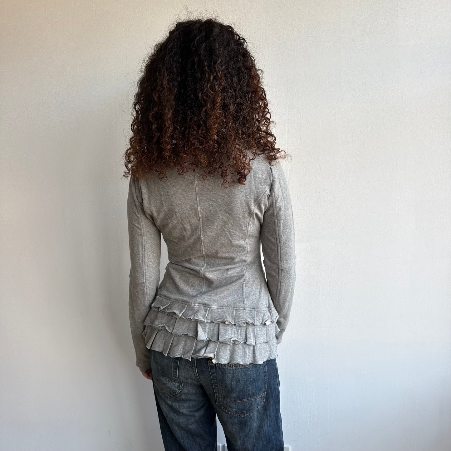 Grey ruffle peacoat jumper - Size M