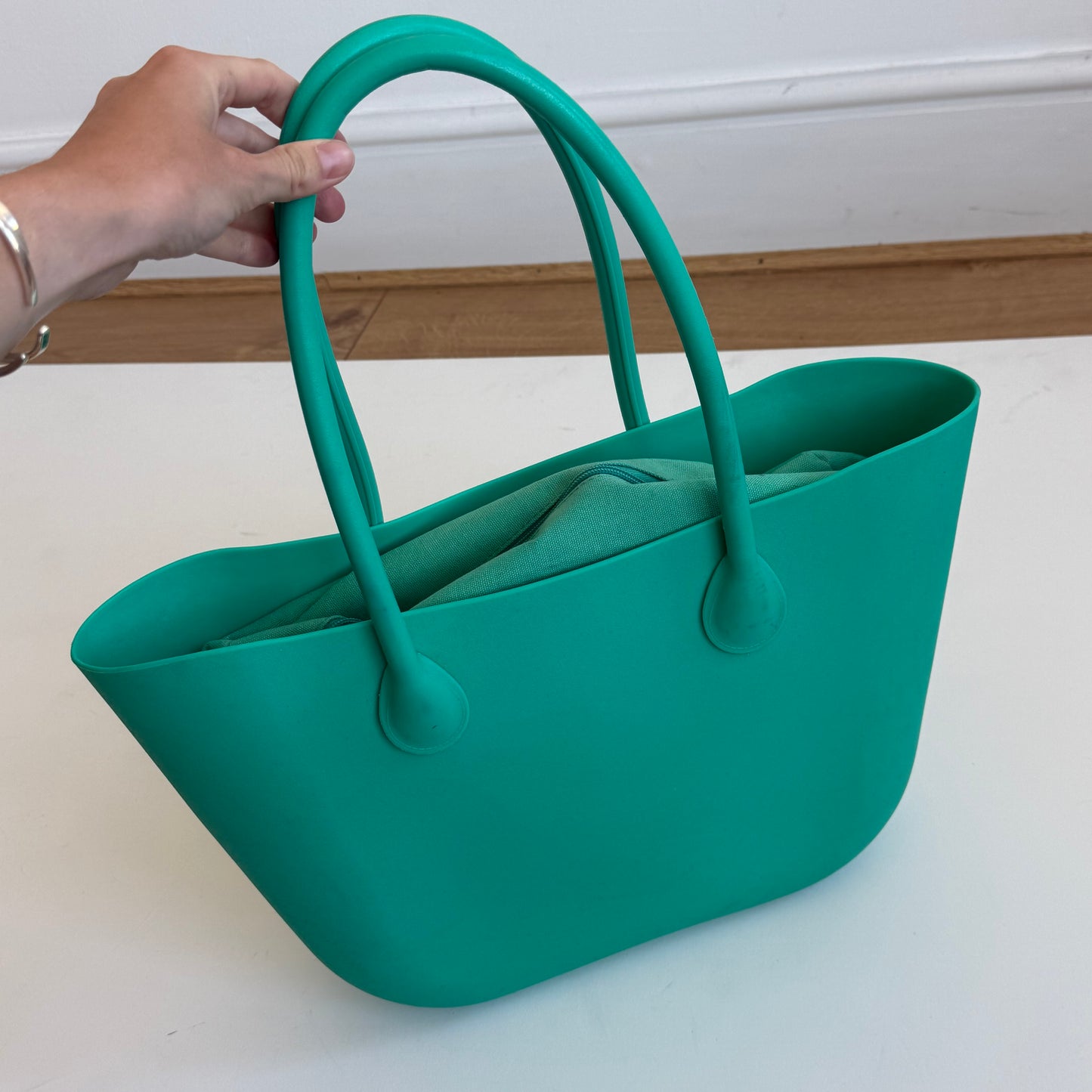 Turquoise jelly bucket bag - One Size