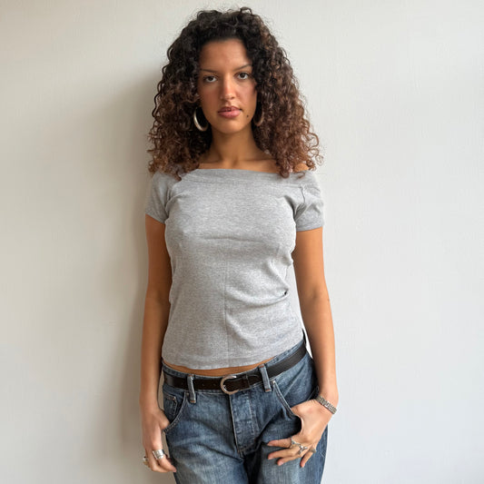 Grey bardot tshirt - Size S/M