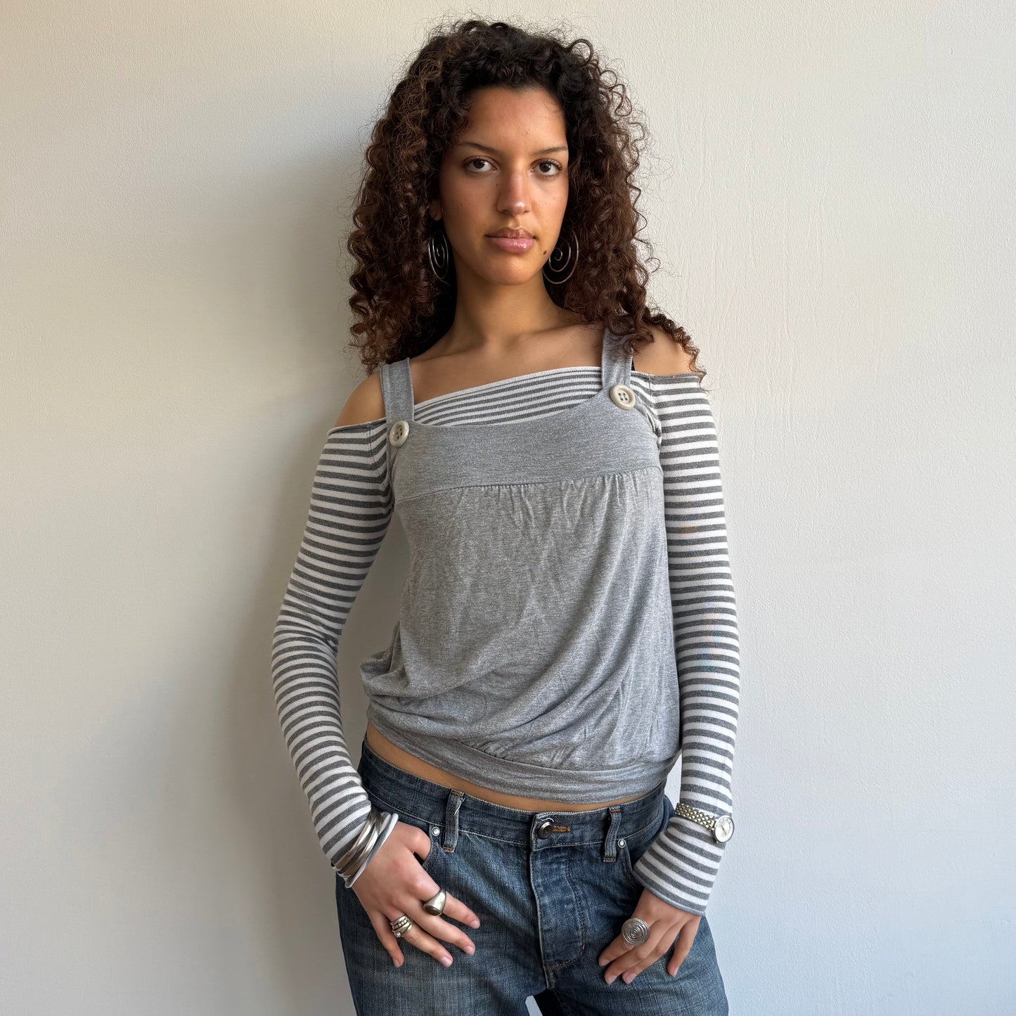 Grey button cami - Size S