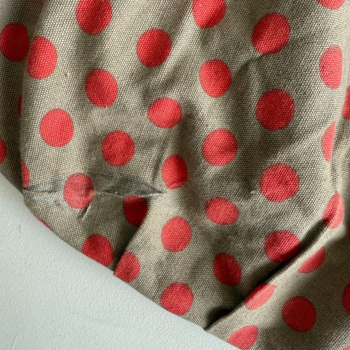 Khaki + orange polka dot bag