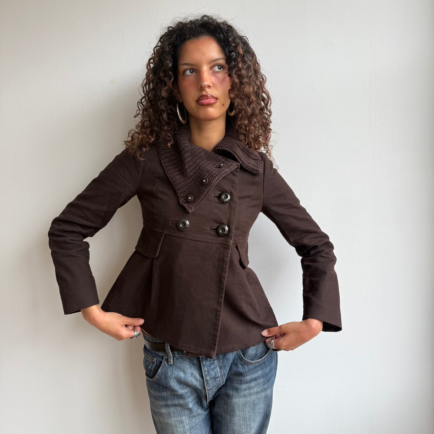 Brown double breasted peacoat - Size S