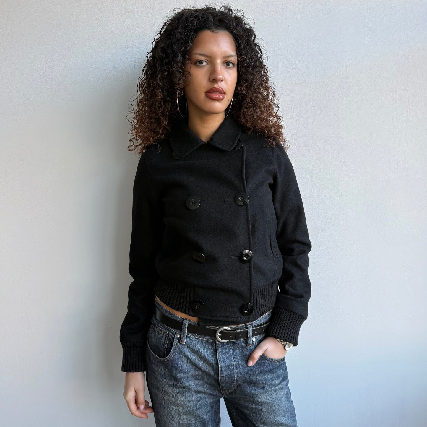 Black wool bomber jacket - Size M