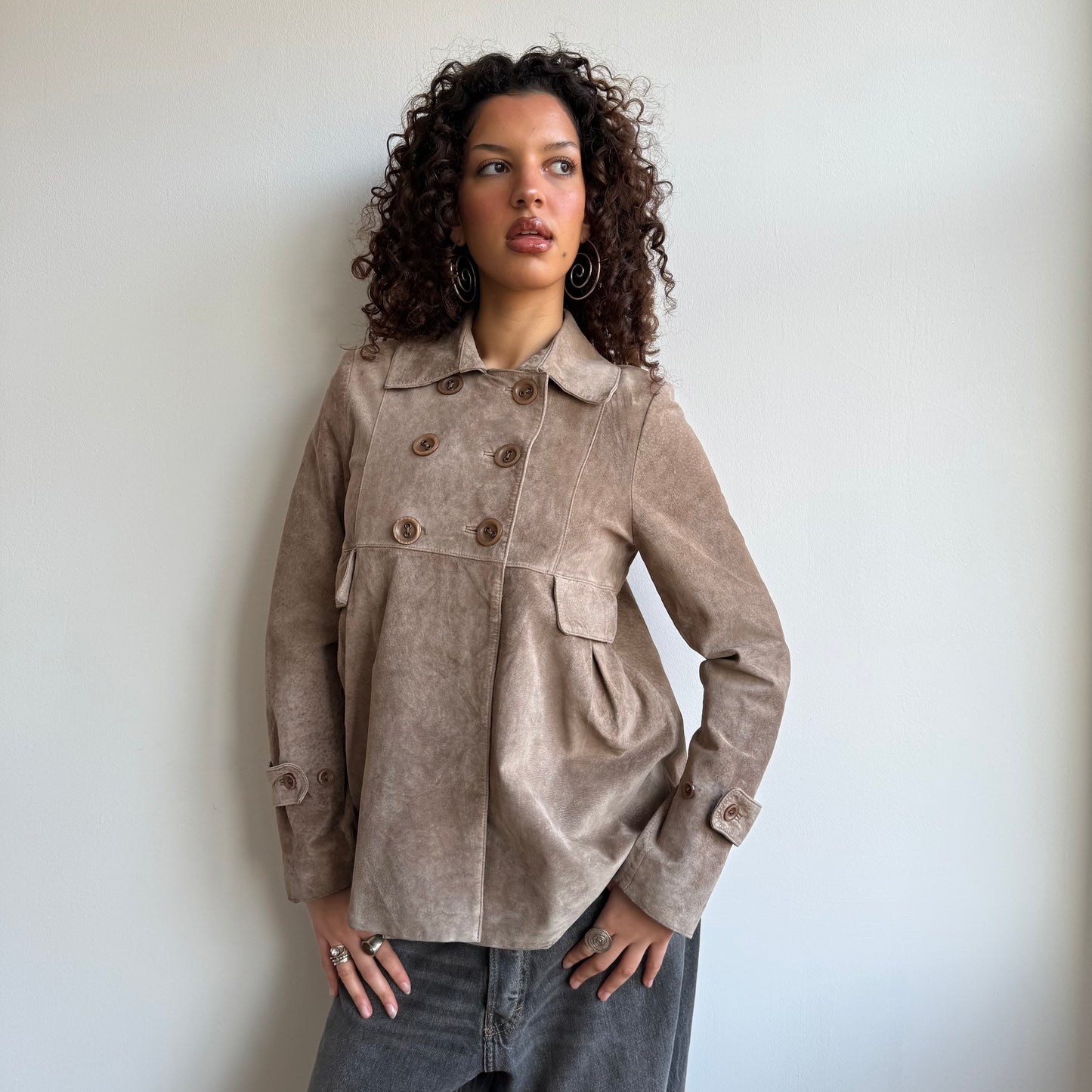 Tan suede peacoat - Size M