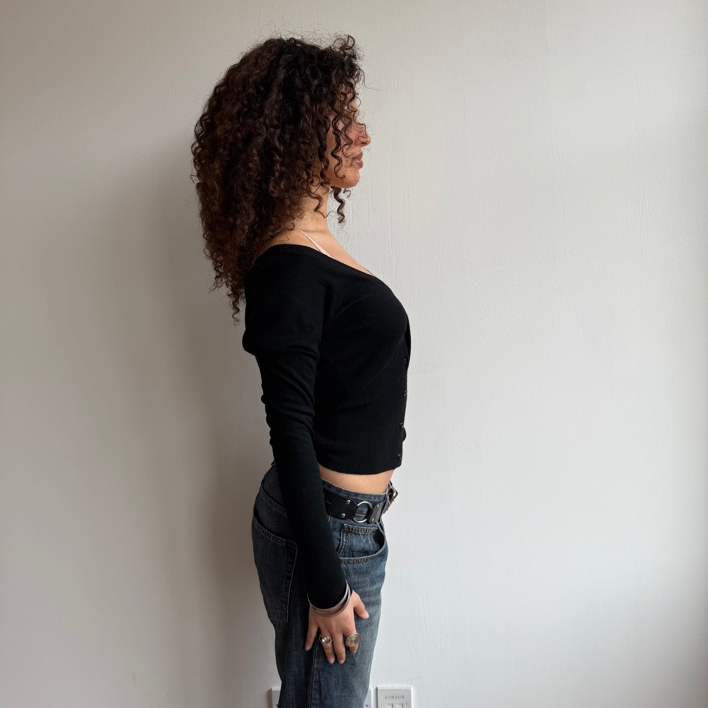 Black double breasted cardi - Size M