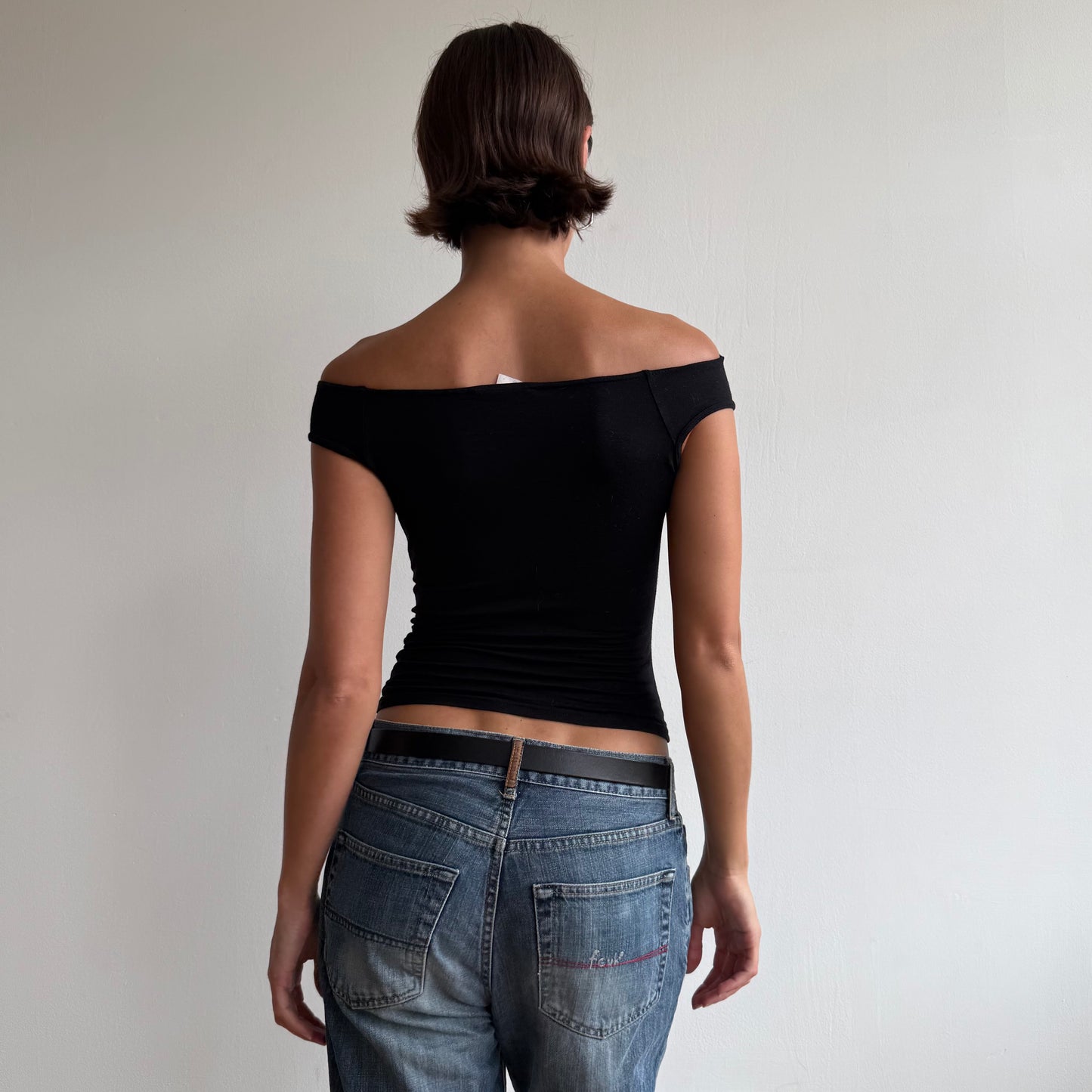 Black bardot buckle tee - Size S