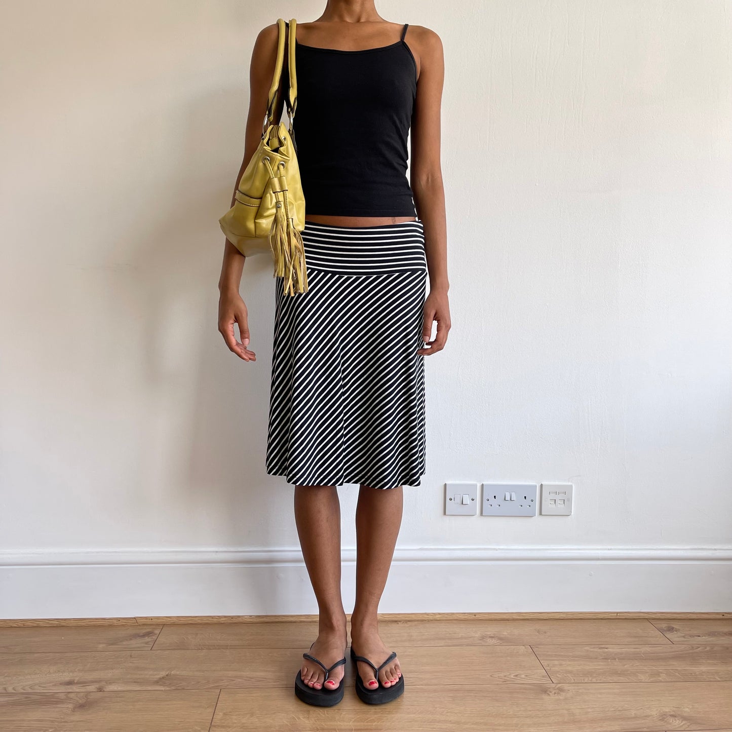 Black striped midi skirt - Size S