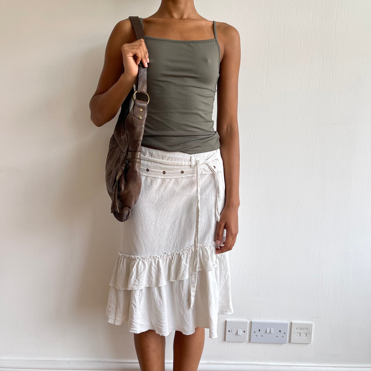 White linen Morgan grommet skirt - Size S