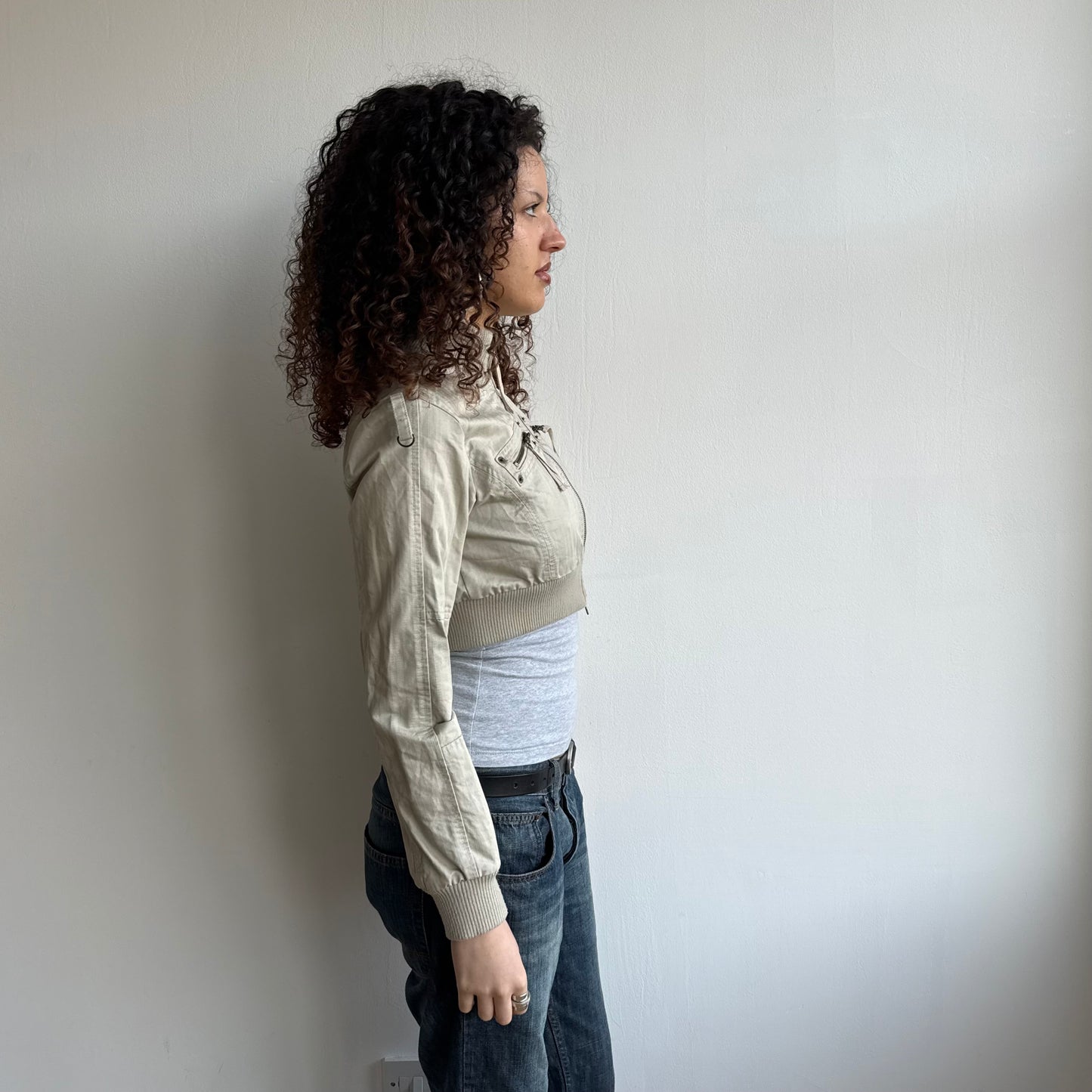 Beige cropped cargo jacket - Size M/L