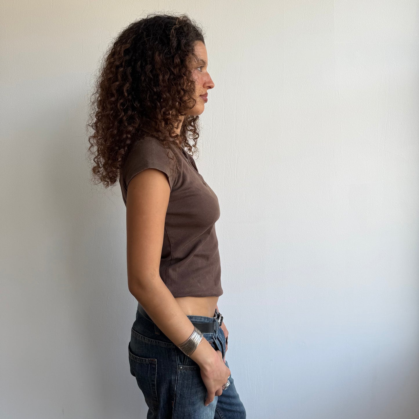 Brown polo top - Size S/M