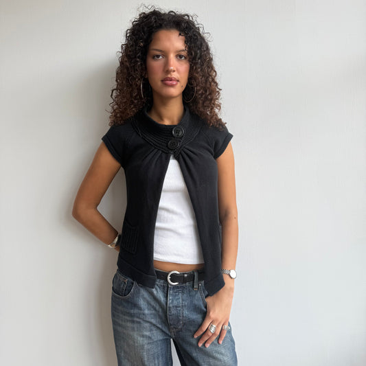 Black button neck knit - Size S