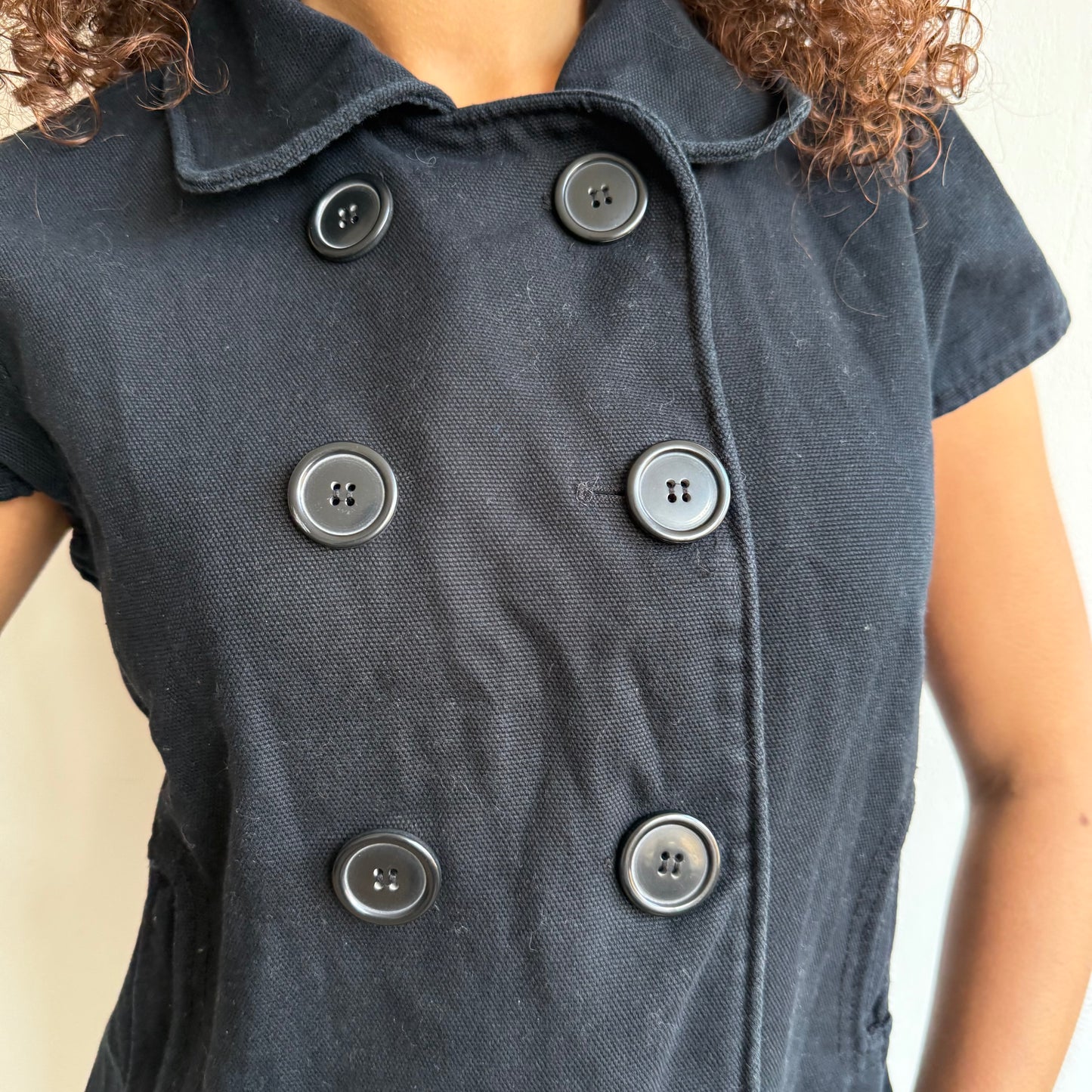 Black short sleeve peacoat - Size M