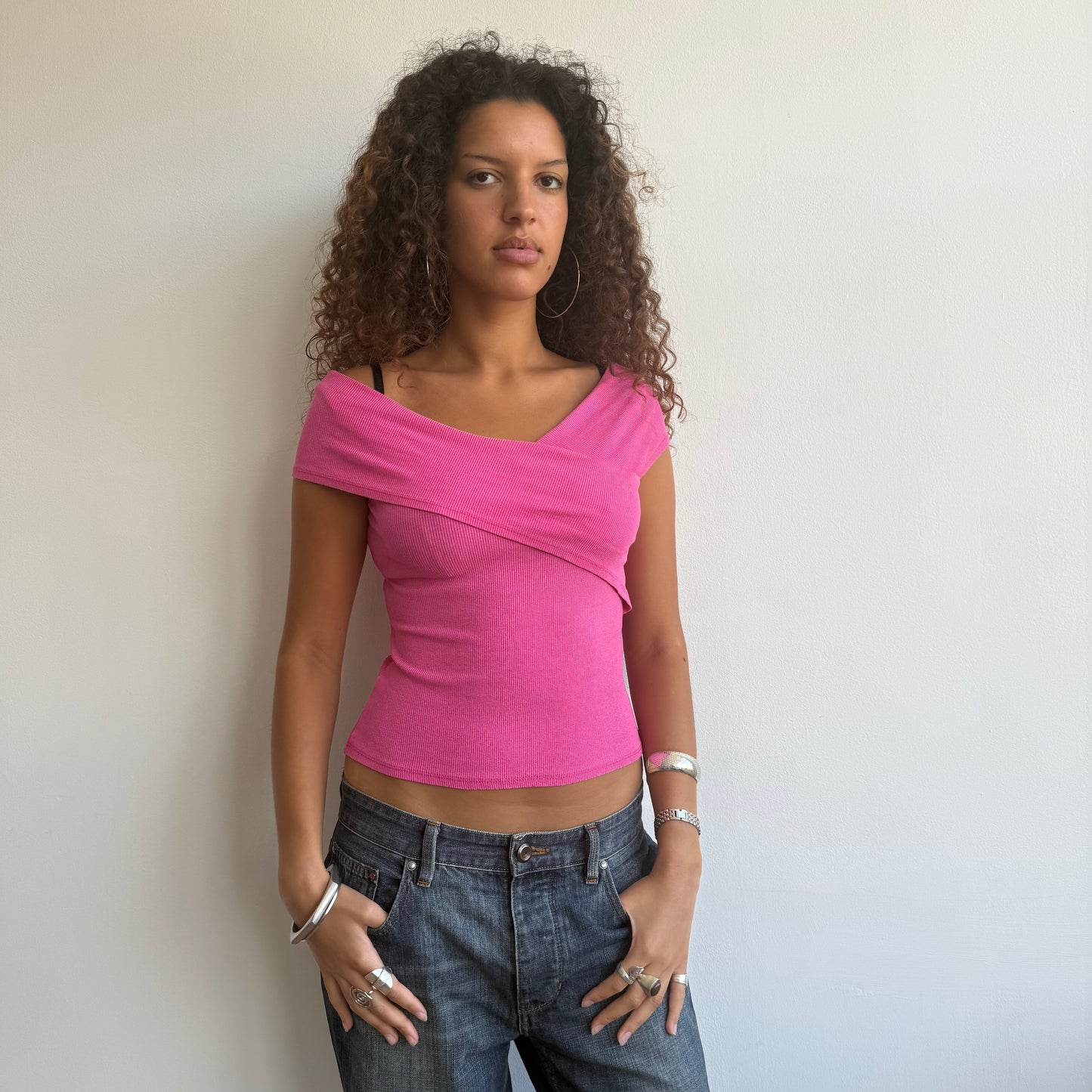 Pink wrap front top - Size S
