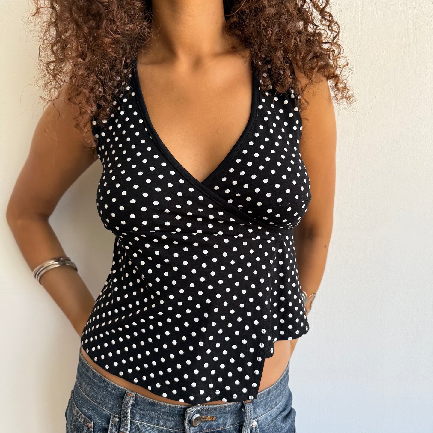 Polka dot wrap top - Size S