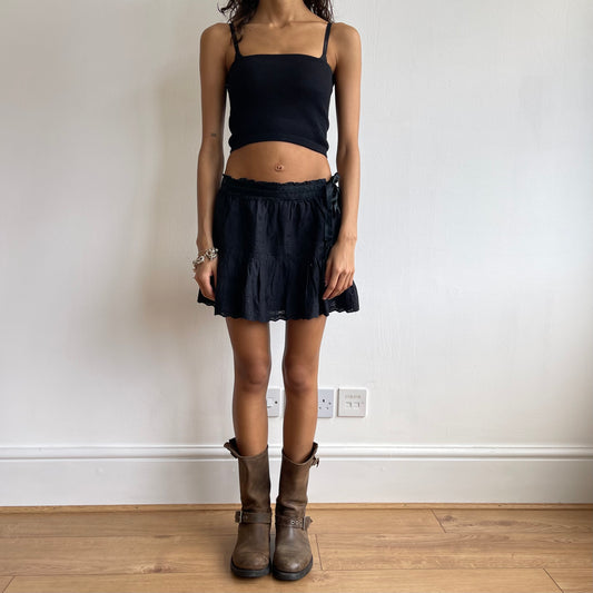 Black broderie tie side skirt - Size XS/S