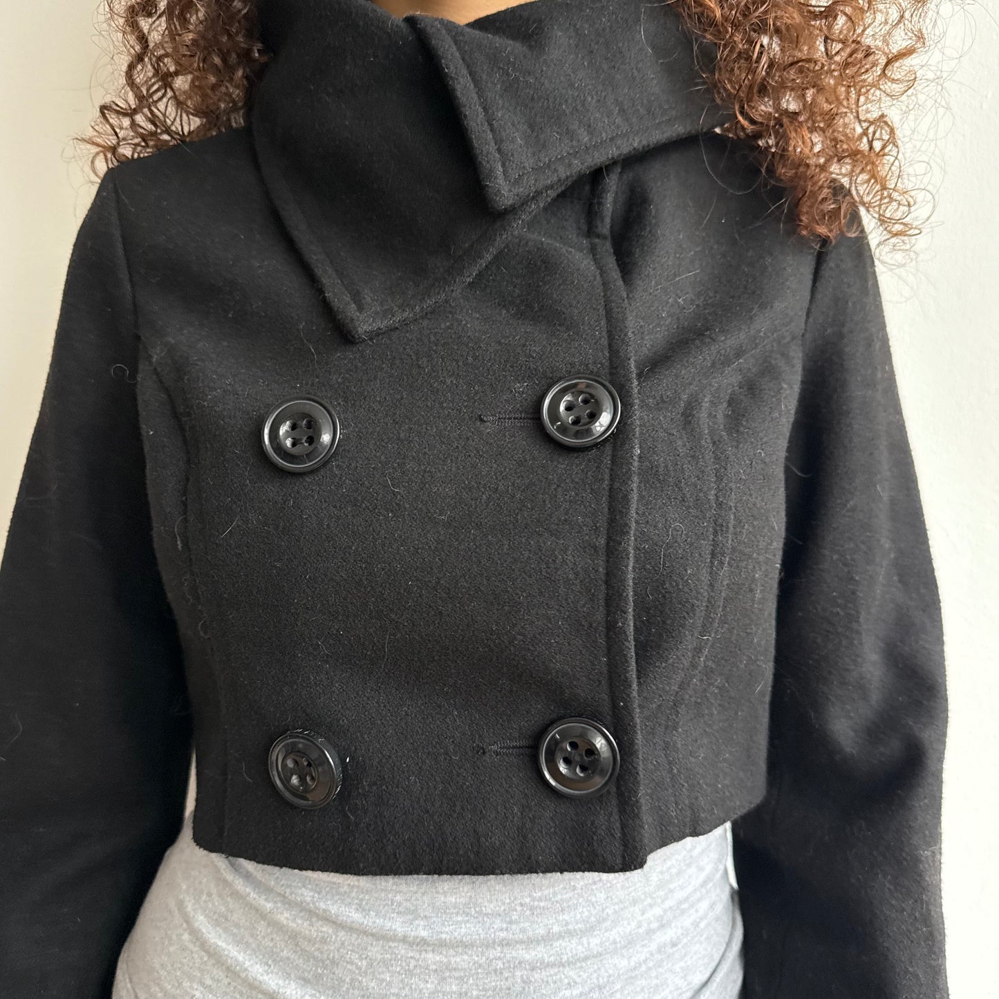 Black cropped peacoat - Size M