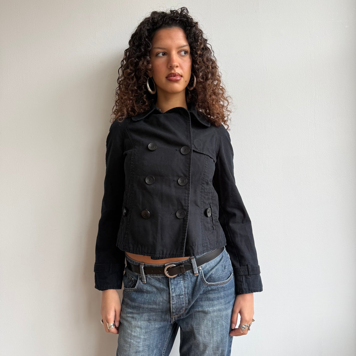 Black double breasted peacoat - Size S