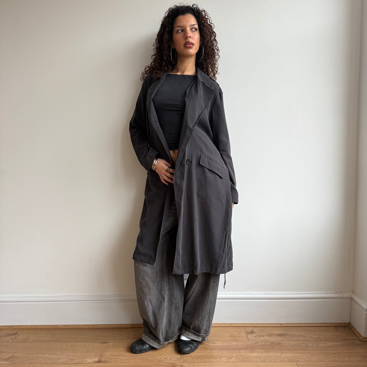 Charcoal grey trench - Size M