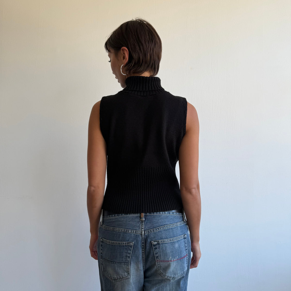 Black sleeveless knit jumper - Size S
