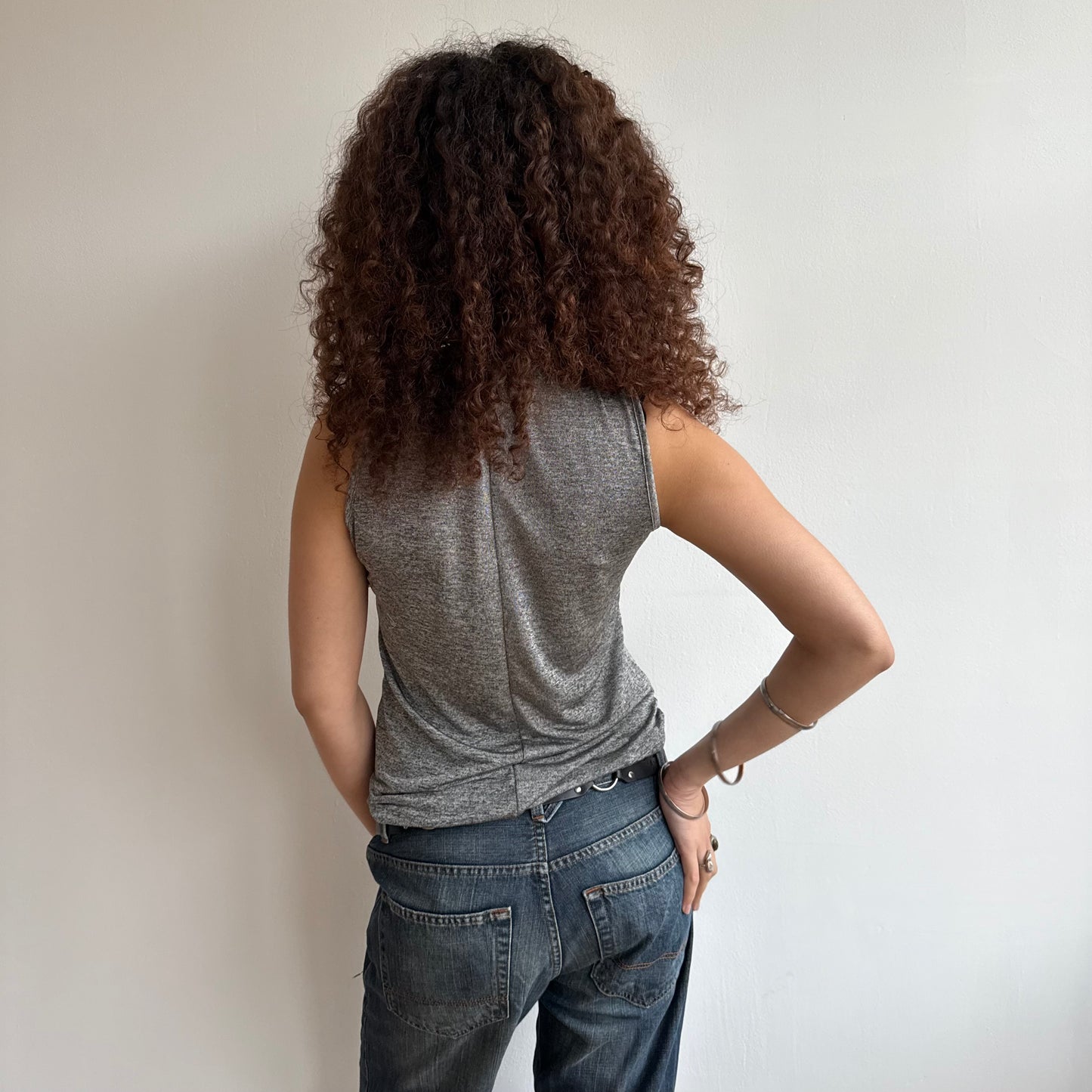 Grey neck tie top - Size S