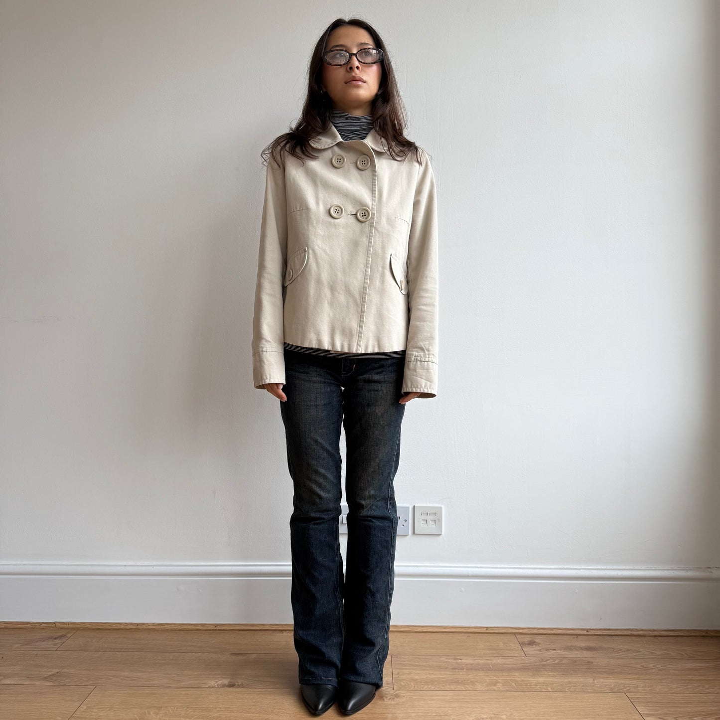 Cream peacoat - Size S/M