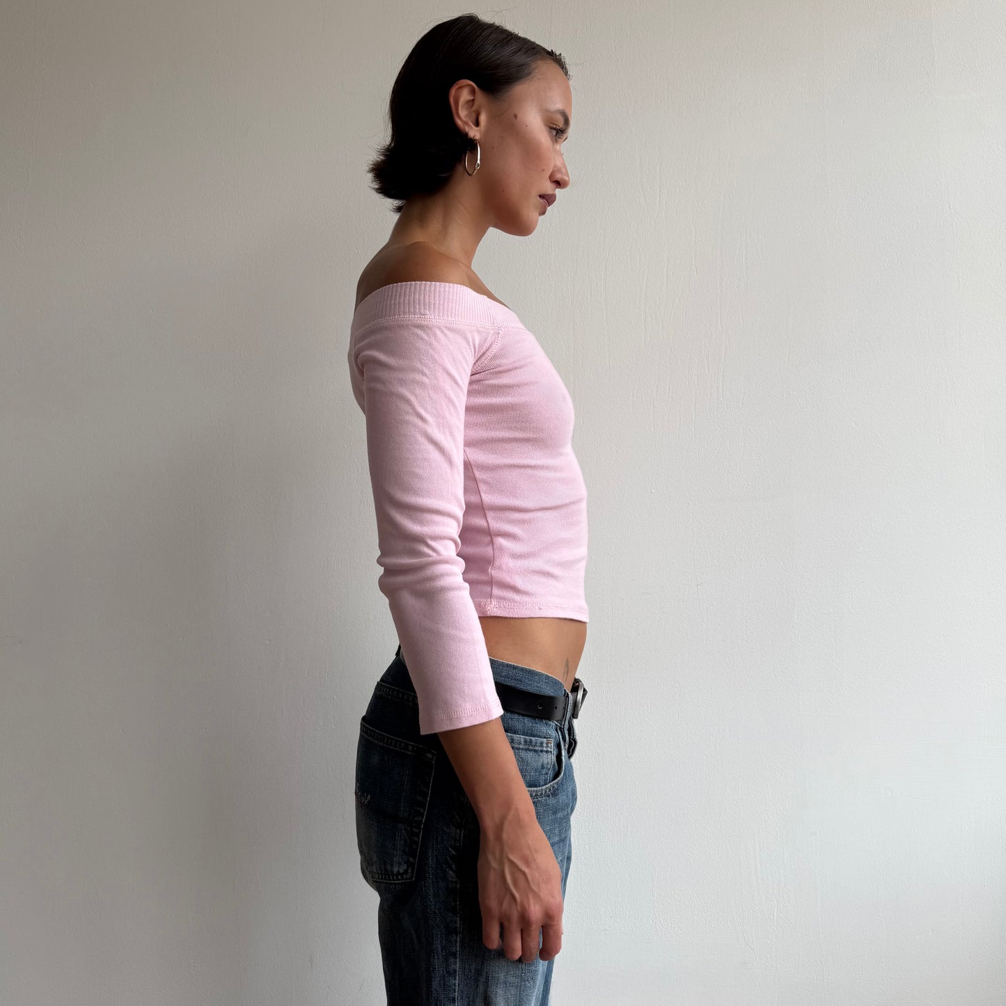 Pink 3/4 sleeve Bardot top - Size XS