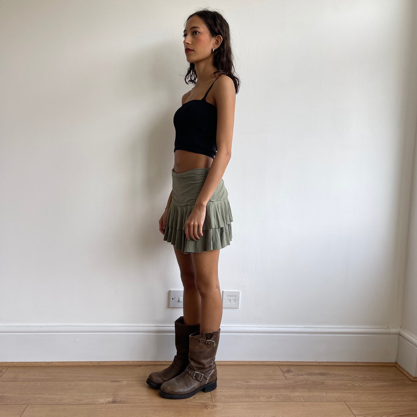 Khaki rara mini skirt - Size M