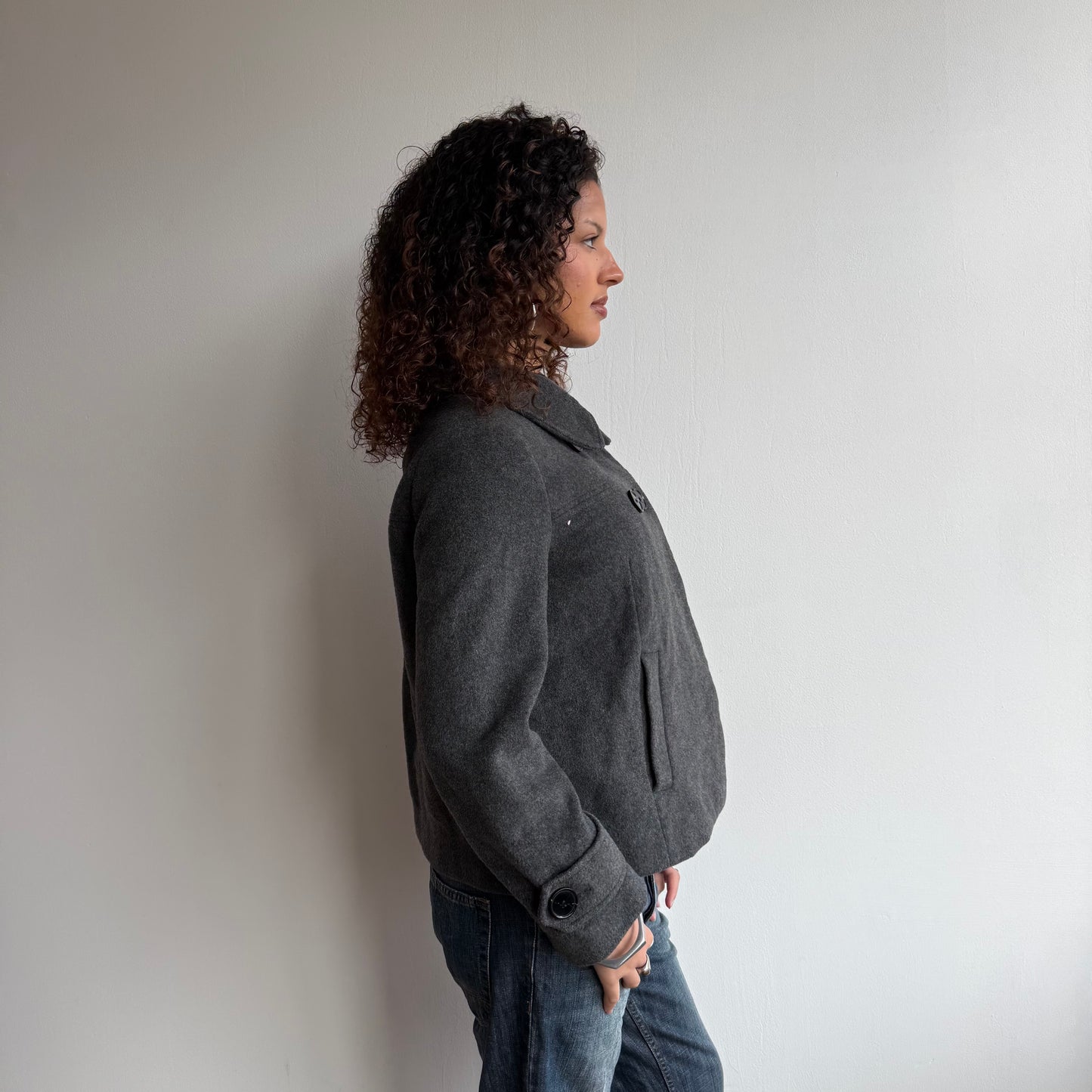 Grey wool peacoat - Size M