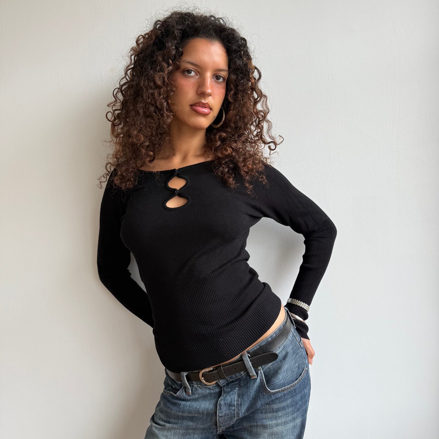 Black keyhole knit - Size S
