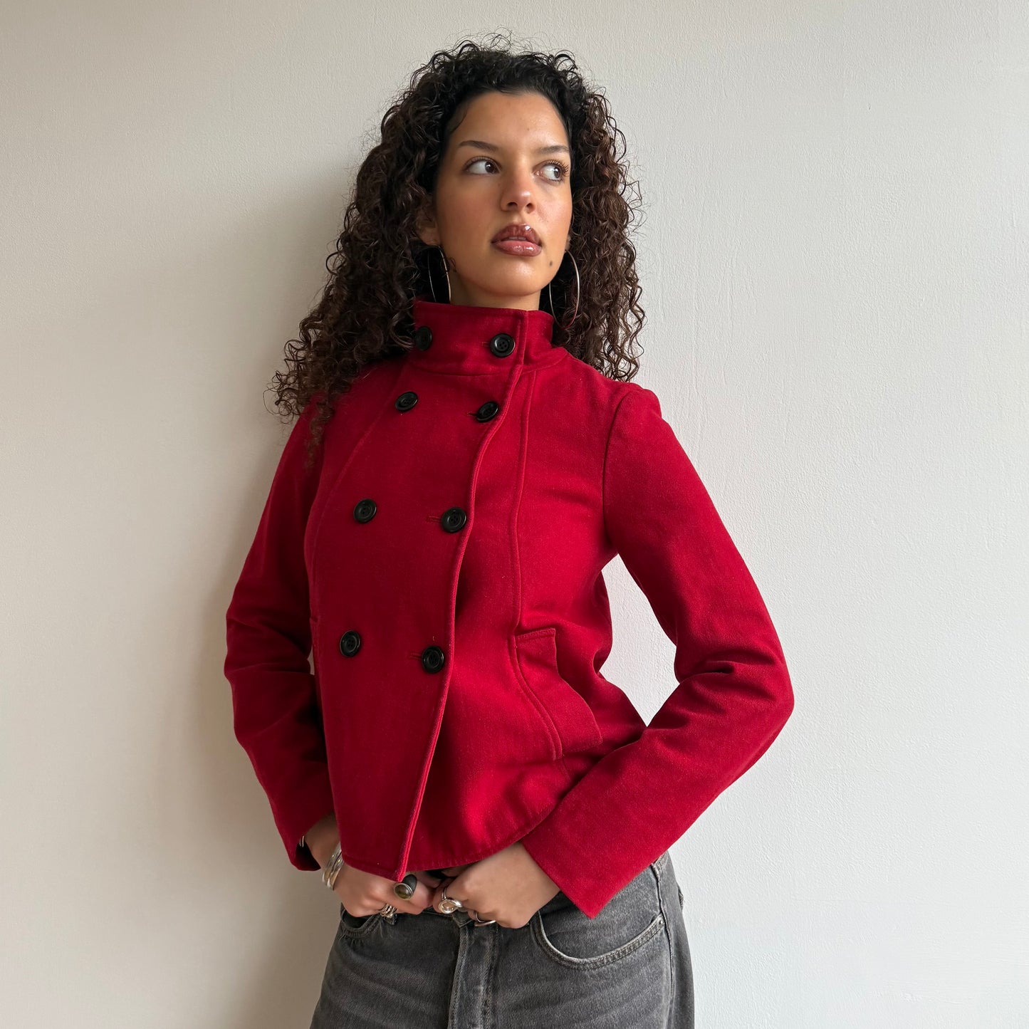 Red peacoat - Size S