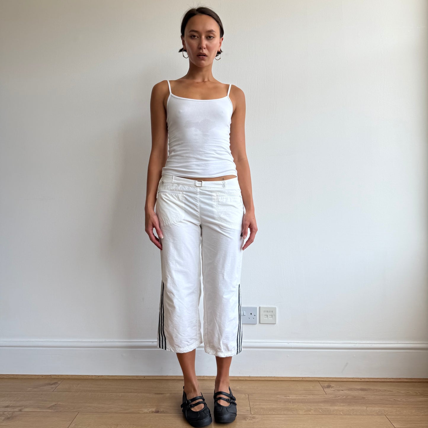 White Adidas belt capris - Size S + M + L