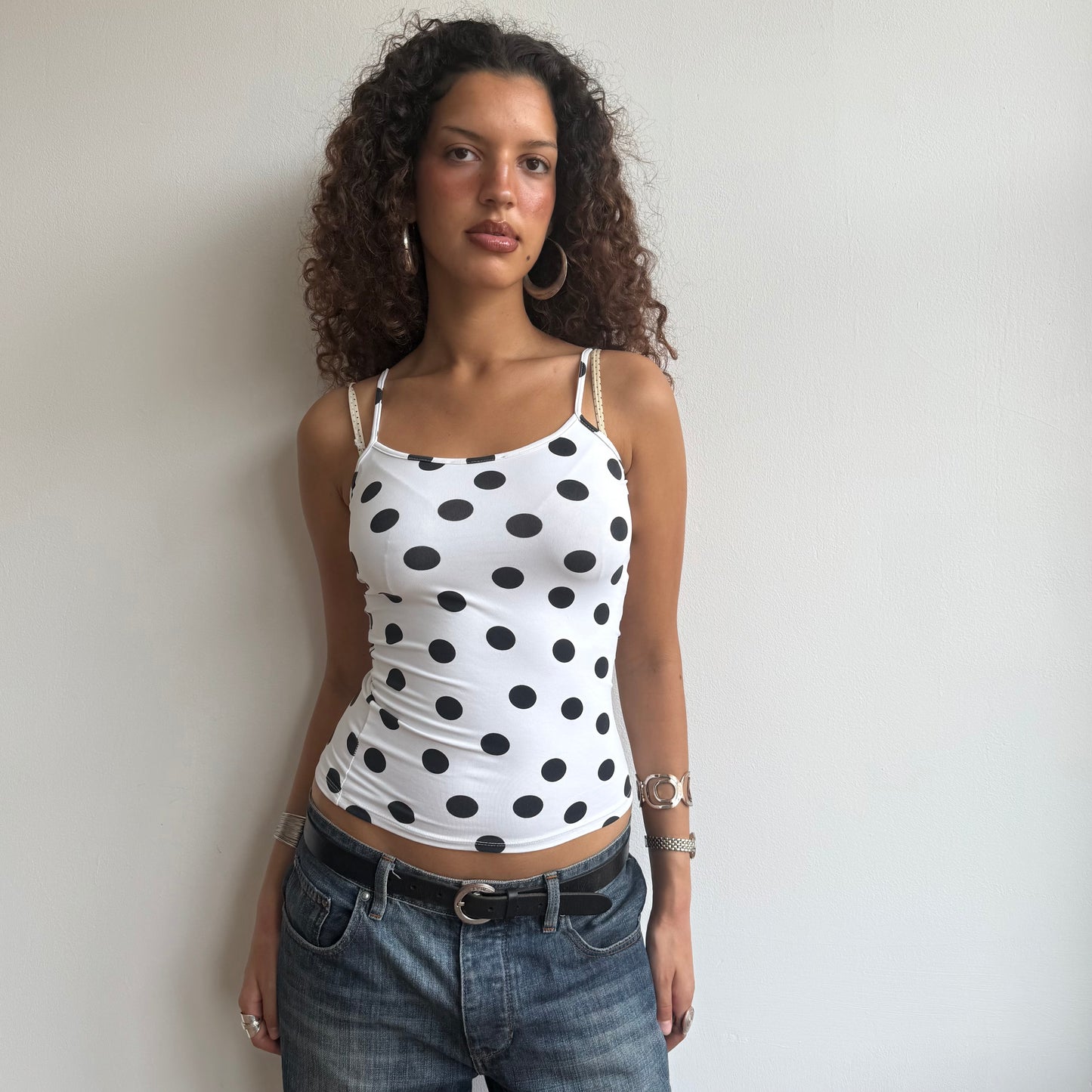 White large polka dot cami - Size S