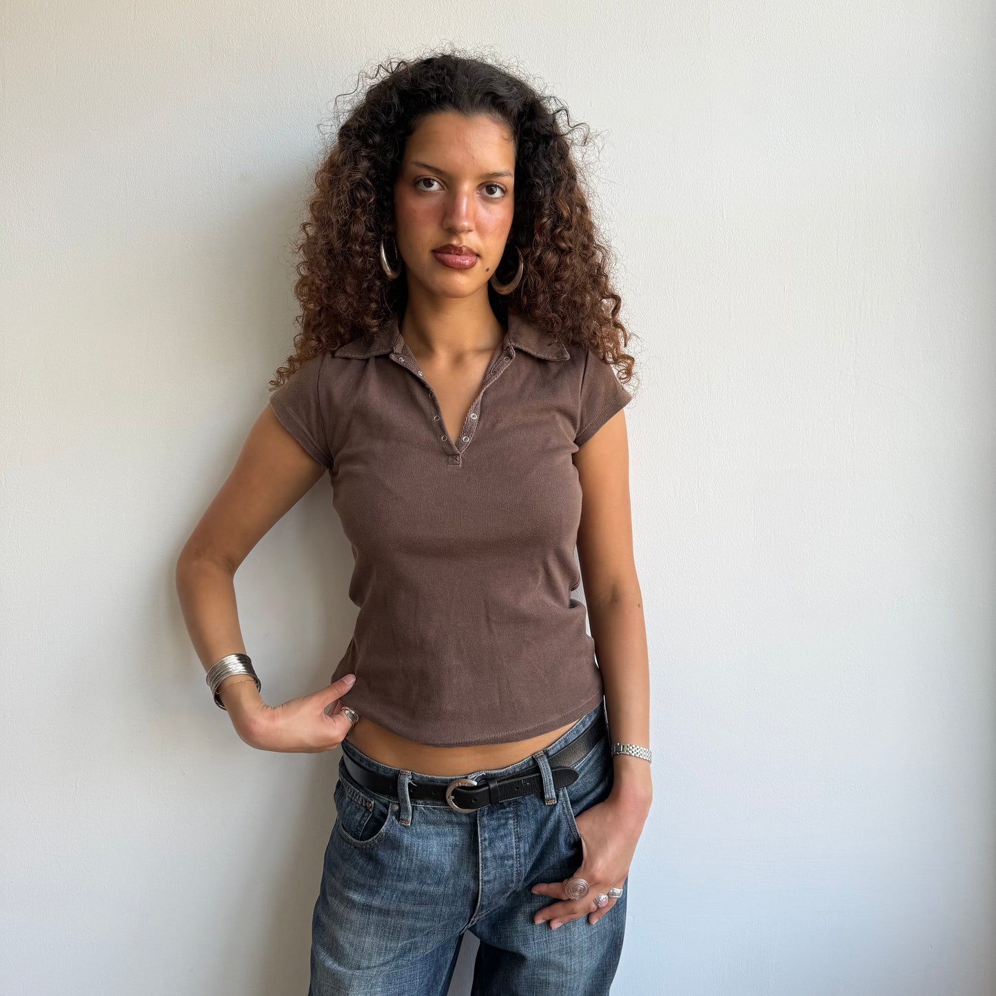 Brown polo top - Size S/M