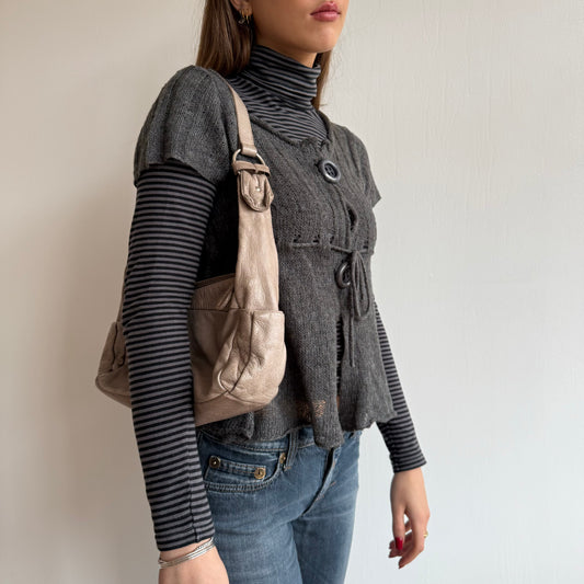 Beige leather mini bag