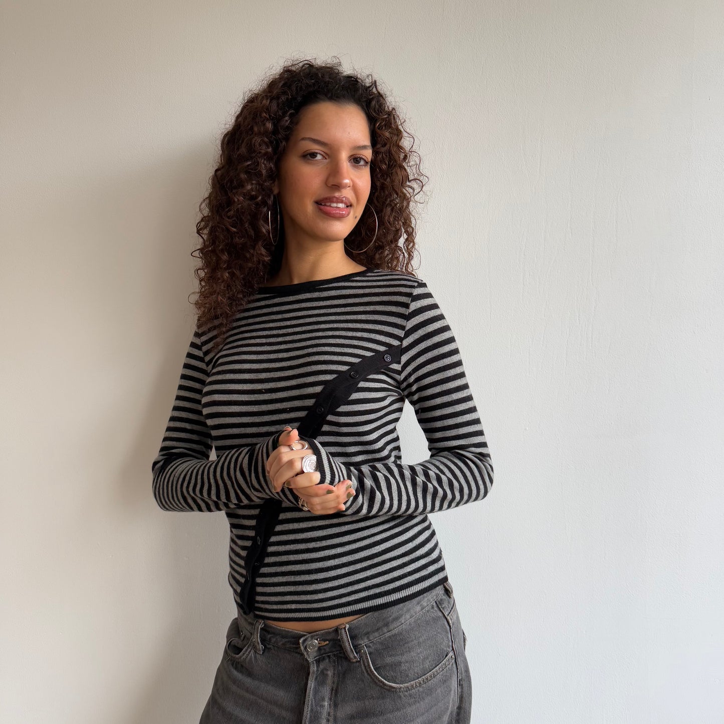 Striped button knit - Size S