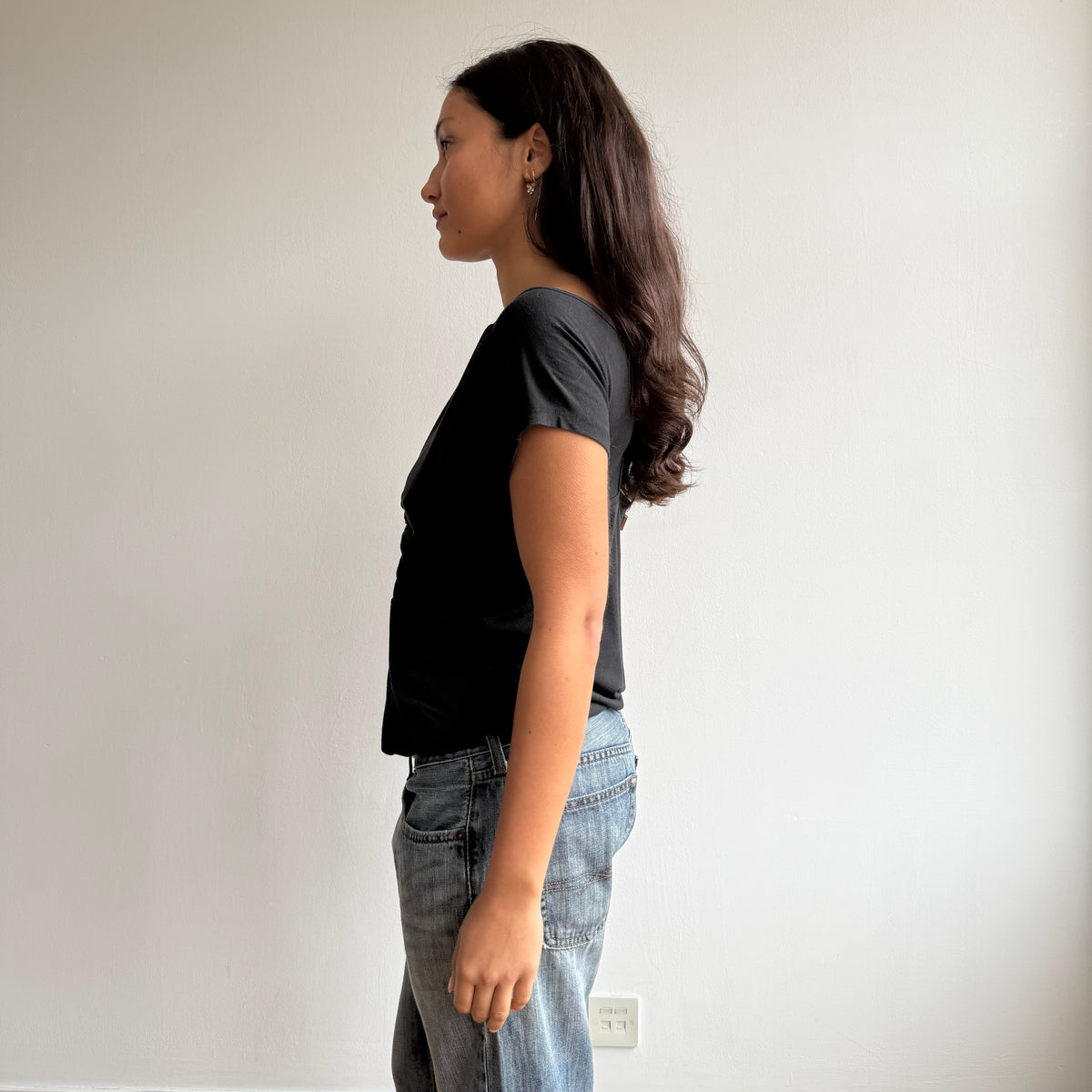 Black twist front top - Size M