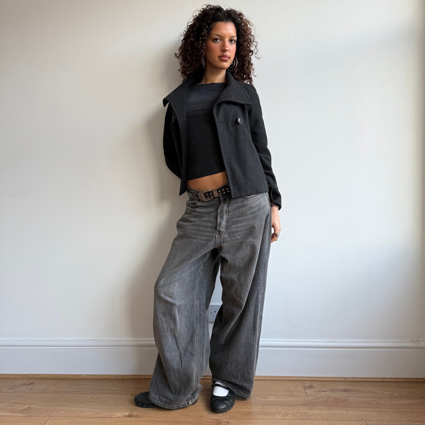 Black wool peacoat - Size S