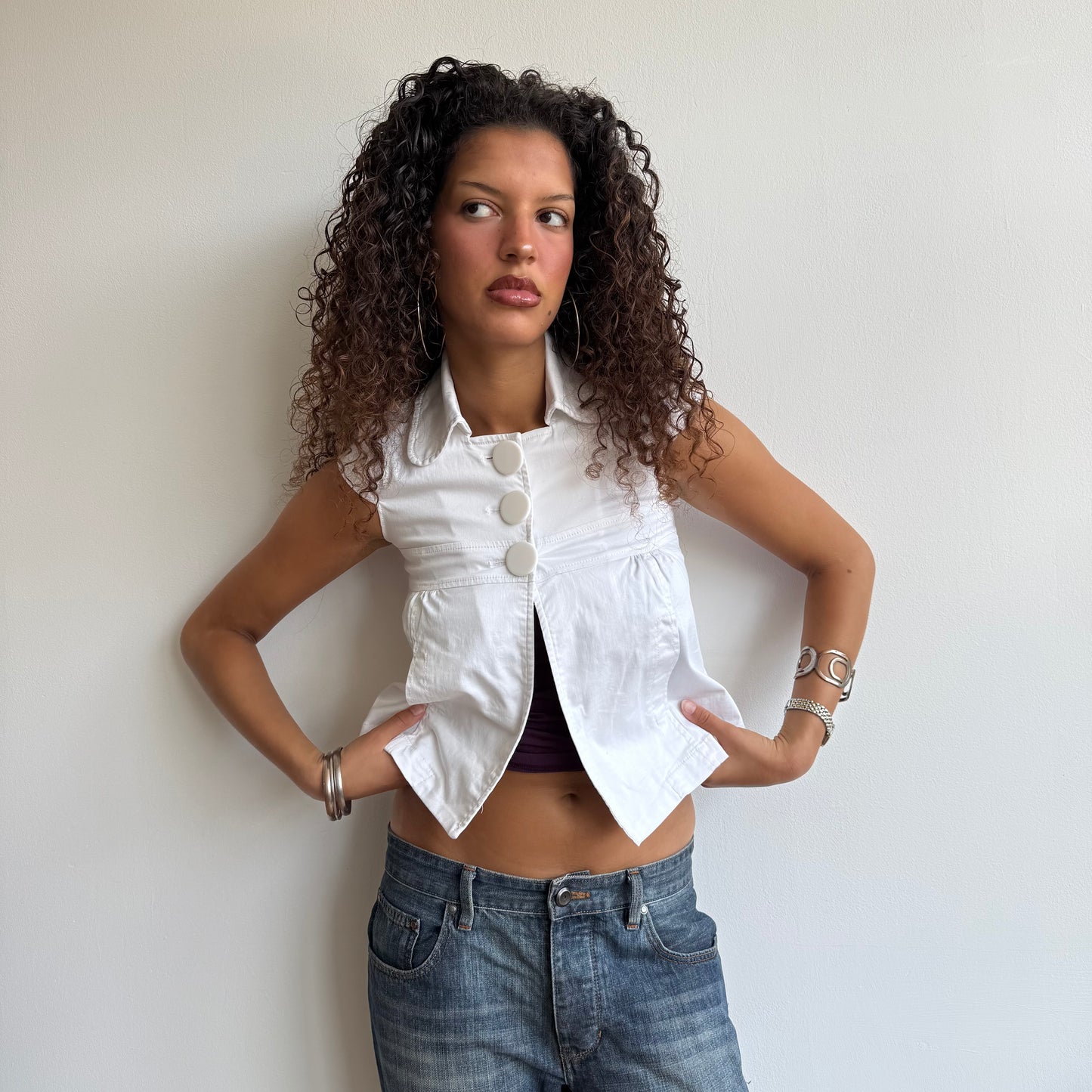 White short sleeve peacoat - Size XS
