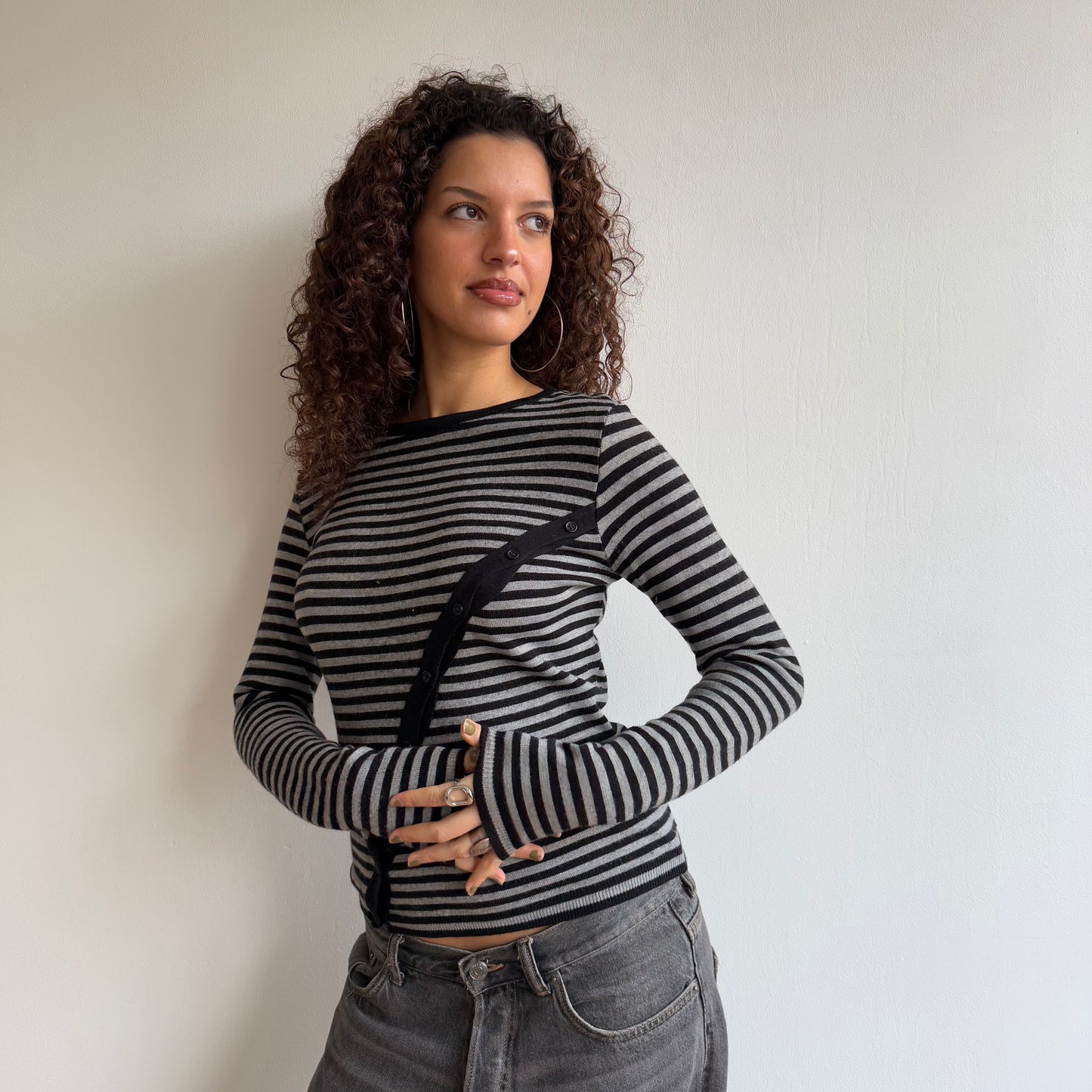 Striped button knit - Size S