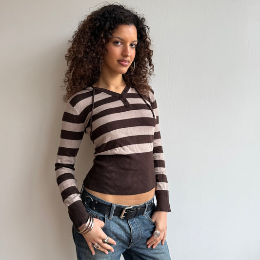 Brown striped hoodie - Size M