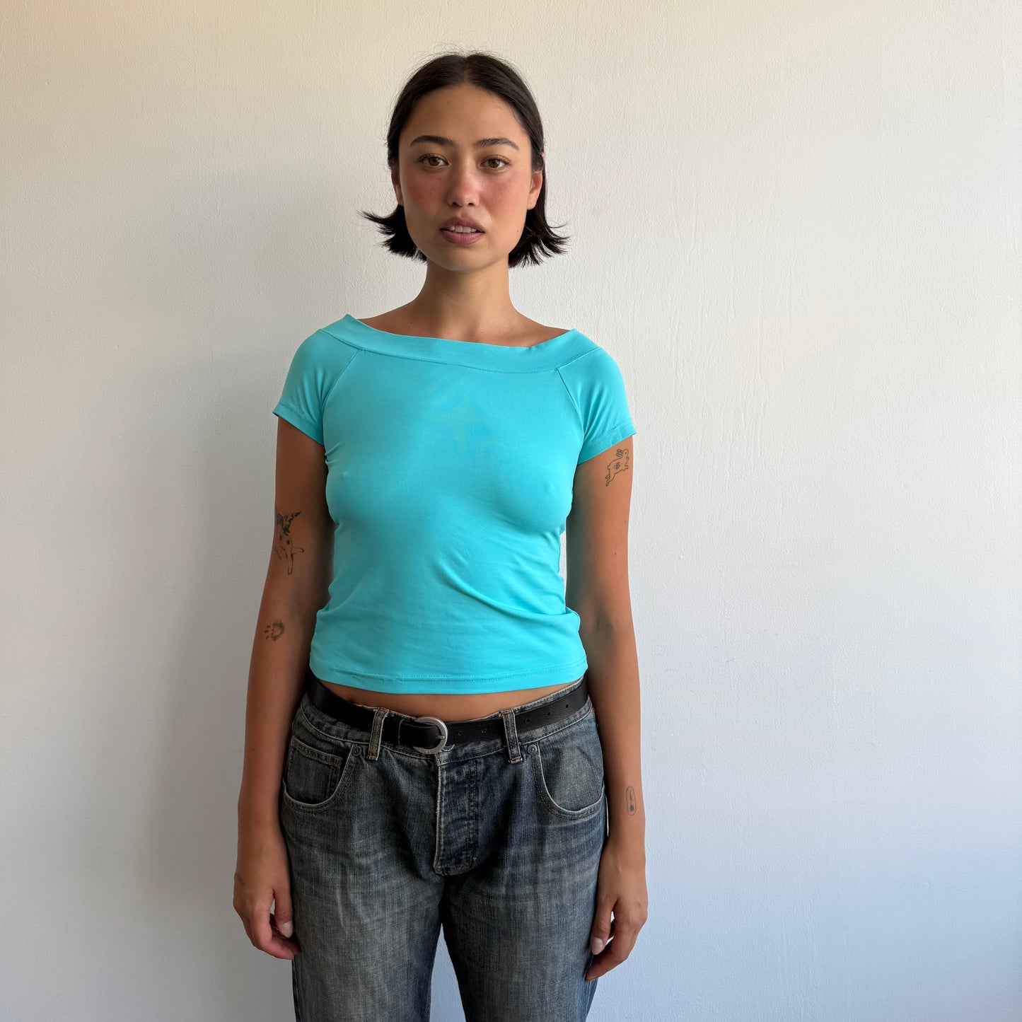 Turquoise Bardot top - Size S