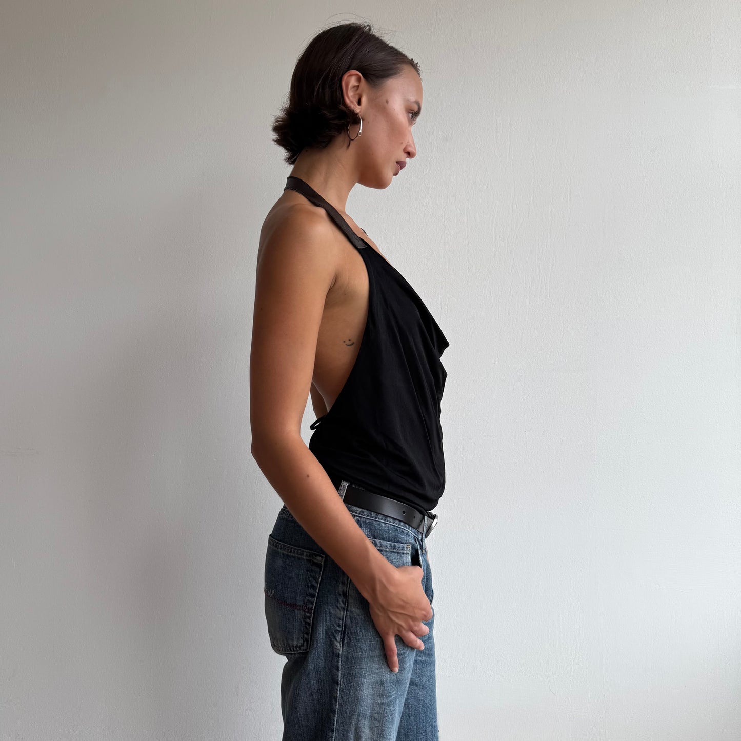 Miss Sixty black leather halter top - Size M